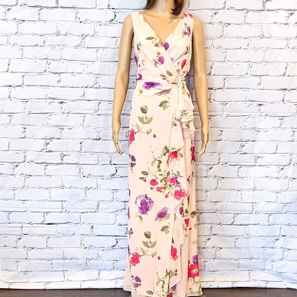 Lauren Ralph Lauren Dresses & Skirts - LAUREN RALPH LAUREN -  pink maxi floral dress, Size: 12